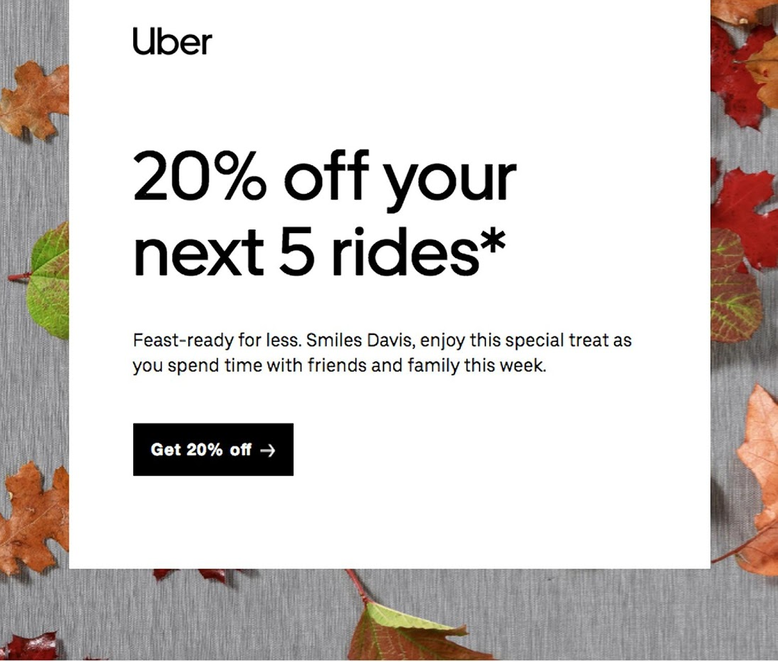 Uber Special offer email