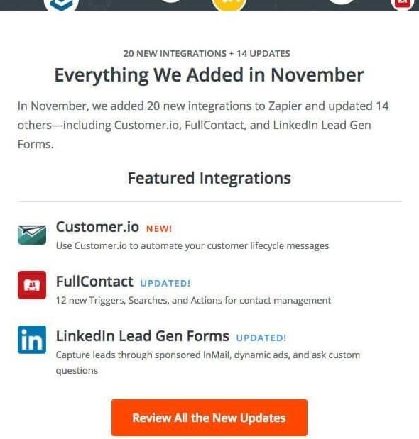 Zapier New Announcement Email Example