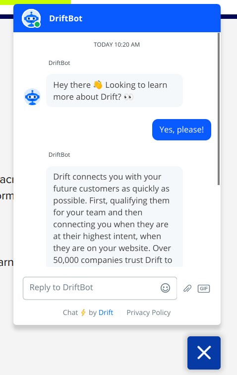 Drift Chatbot Example