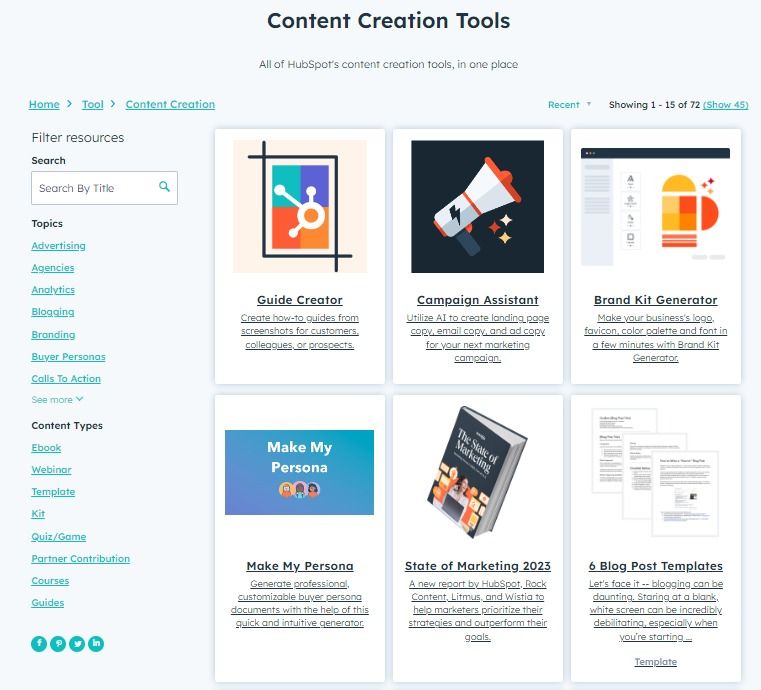 Content creation tools screenshot image